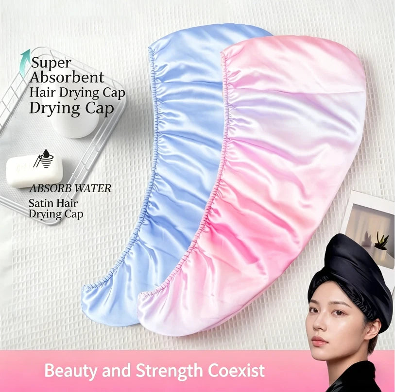 2-Layer Satin Quick-Dry Hair Cap & Turban for Women