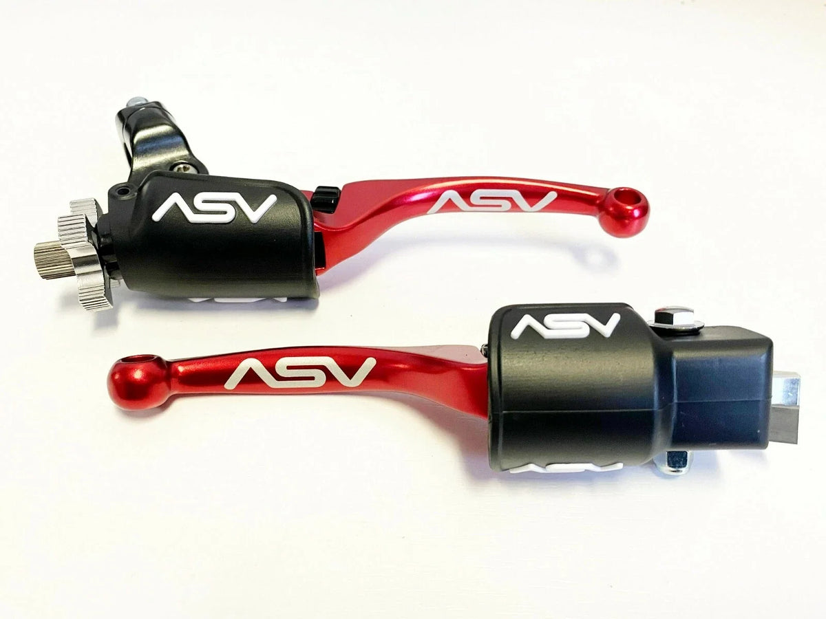 ASV F4 Front Brake Clutch Perch Levers Set of 2 Red Dust Covers for Honda TRX 250R (1987–1989)