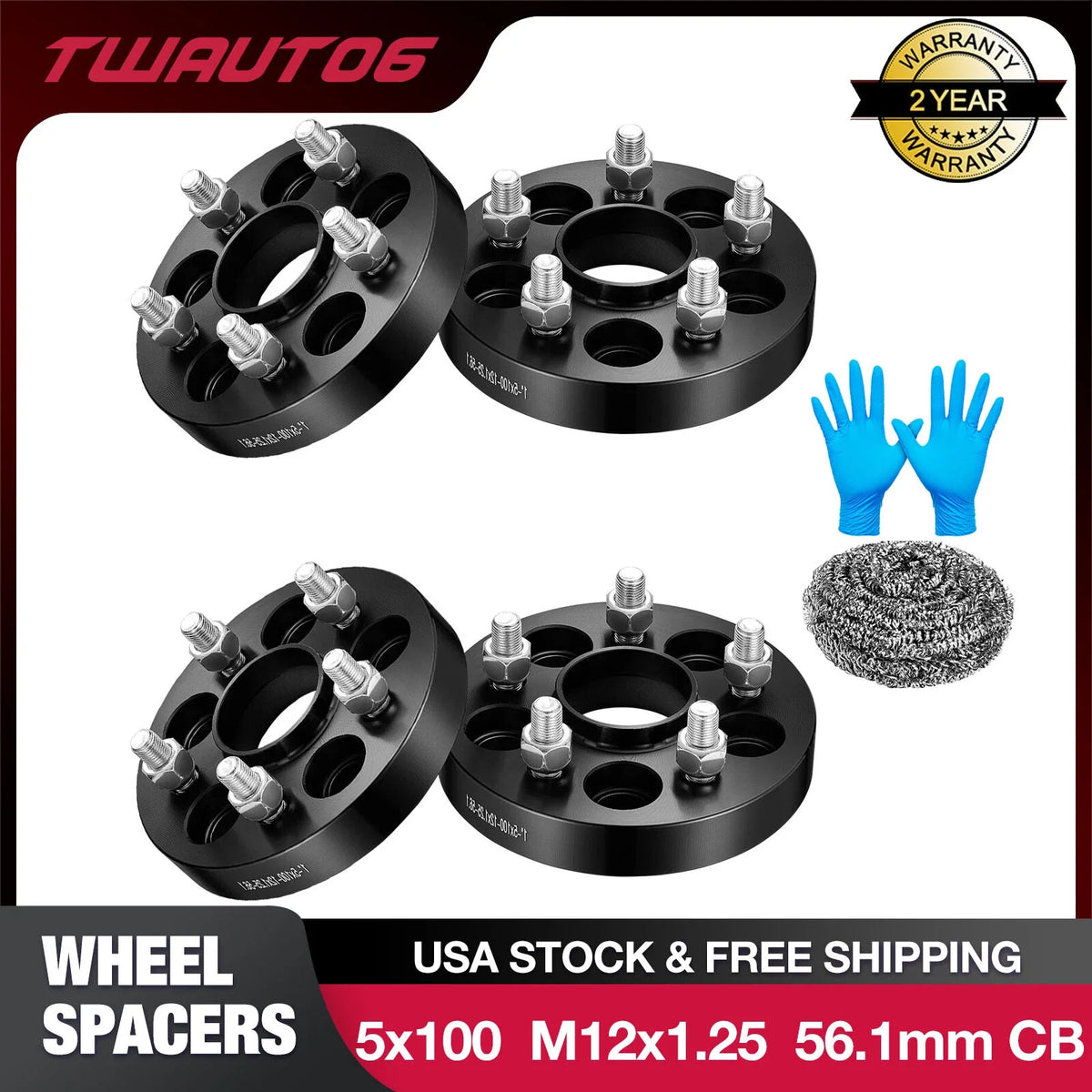 4-Pc 1" Hubcentric Wheel Spacers 5x100 56.1mm for Subaru Impreza & Toyota 86 (2013–2021)