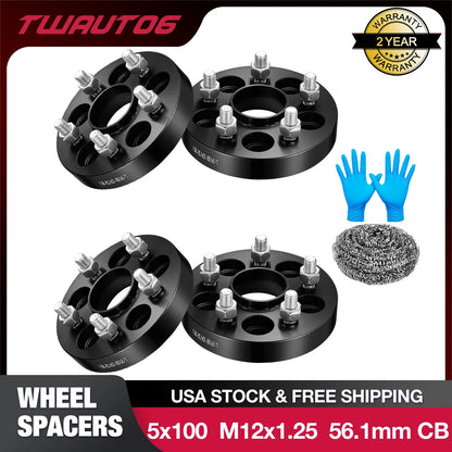 4-Pc 1" Hubcentric Wheel Spacers 5x100 56.1mm for Subaru Impreza & Toyota 86 (2013–2021)
