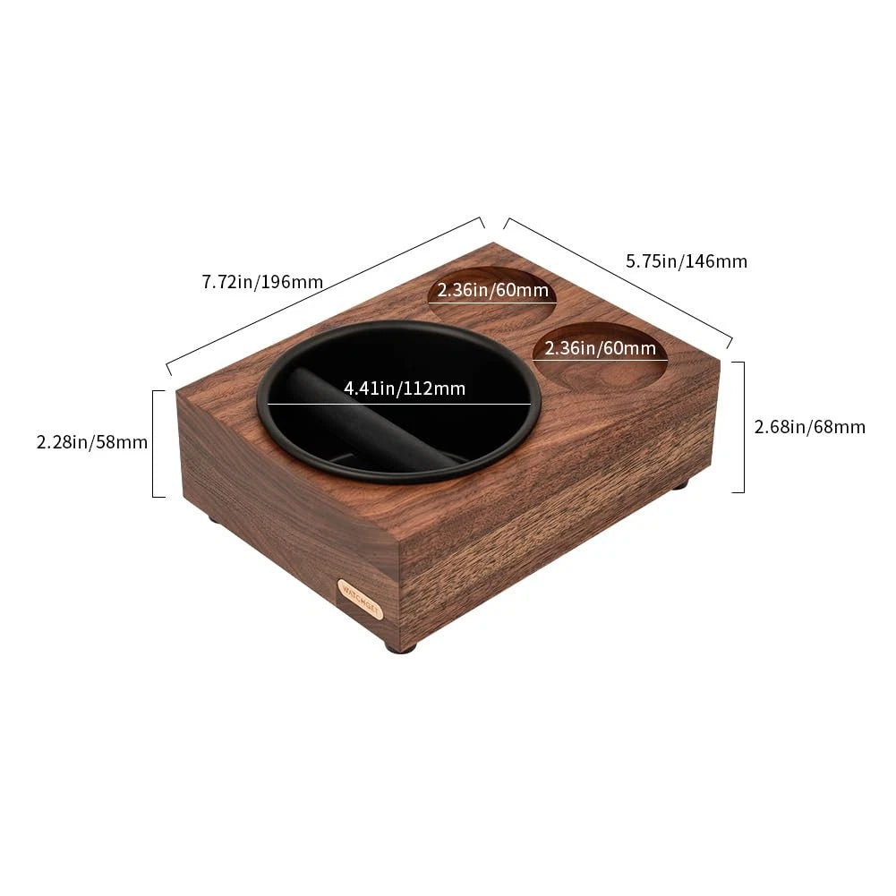 Knock Box Wooden with Tamper Station for Espresso Machines (51-58mm)