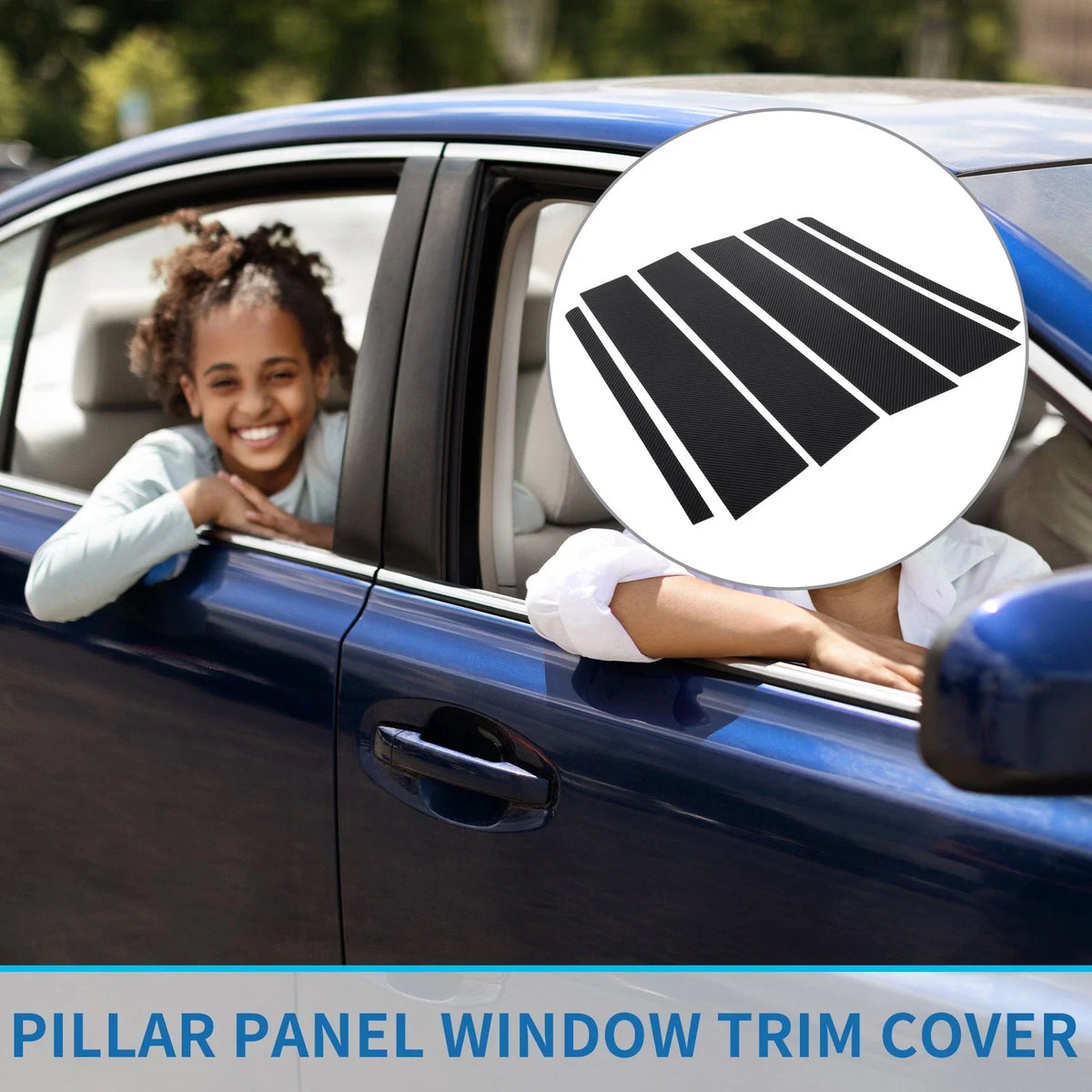 6 Pcs Window Trim Cover for Ford Explorer (2011–2019) Black Carbon Fiber