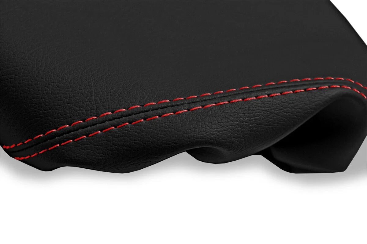 Console Lid Pull Over Cover Leather for Mitsubishi Lancer (2008–2016) Red Stitch