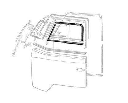 Set of 2 Cab Door Glass Felt Kit for VW T2 Split (1955–1967) 211-898-380