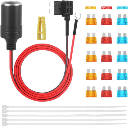 1M Car Cigarette Lighter with Fuses Kit Add-A-Circuit TAP Adapter Lead (cigrette lighter-middle)