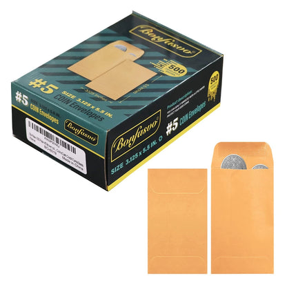 500 Pack Brown Coin Envelope 3.125'' x 5.5''