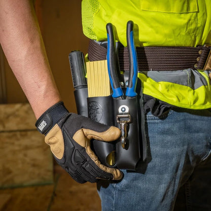 Leather Tool Holder with 3 Pockets for One Size (Black)