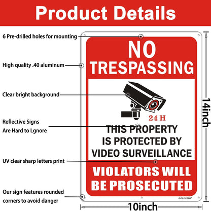 2X No Trespassing Signs 14x10 Inches Red for Private Property