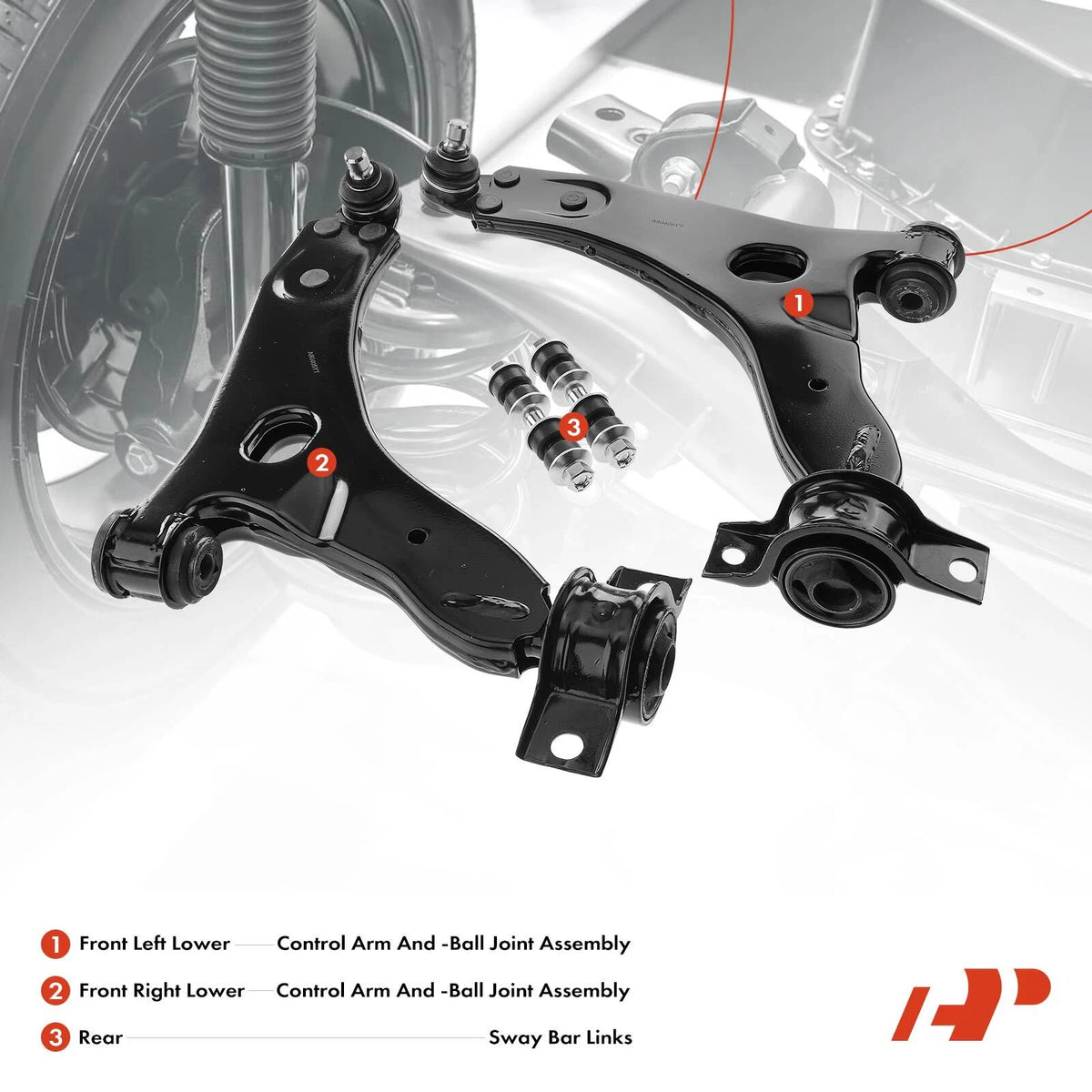 Set of 4 Front Lower Control Arm Ball Joints for Ford Focus (2000–2004) 1073215, 1090738, 6S4Z3079AA, 7S4Z3079A