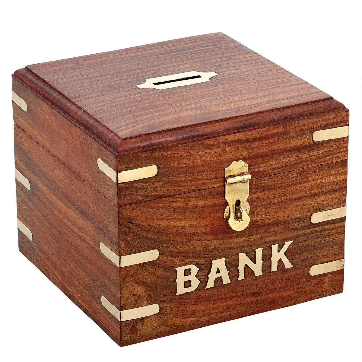 Wooden Money Bank for Home Decor (Handcrafted Square Shape)