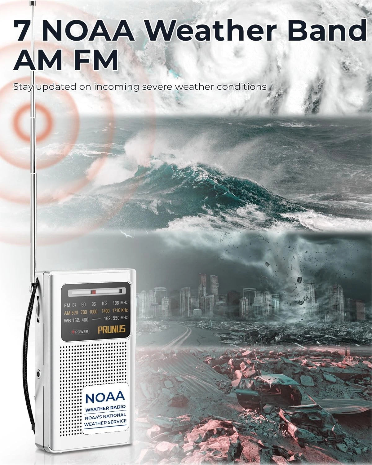 Portable NOAA Weather Emergency Alert Radio for