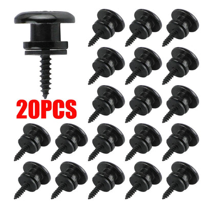 20PCS Guitar Strap Buttons Locks Head End Pins Black