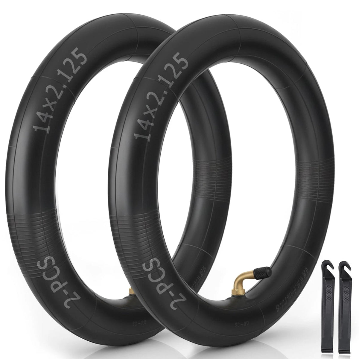 2-Pack Heavy-Duty Bike Inner Tubes 14x2.125 for