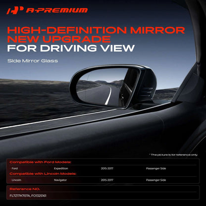 Power Mirror Glass w/Blind Spot & Heated for Ford Expedition (FO1325161, FL7Z17K707A)