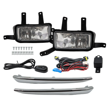 Fog Lights Lamps Set of 2 w/Chrome Trim+Switch+Bulbs for Chevy Suburban/Tahoe (2015–2020)