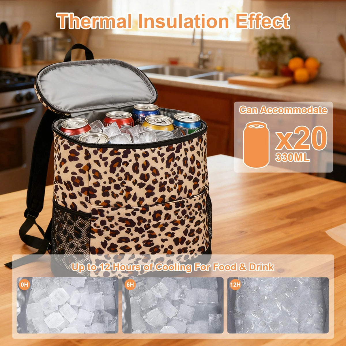 4 Pockets Insulated Backpack Cooler for Outdoor Travel