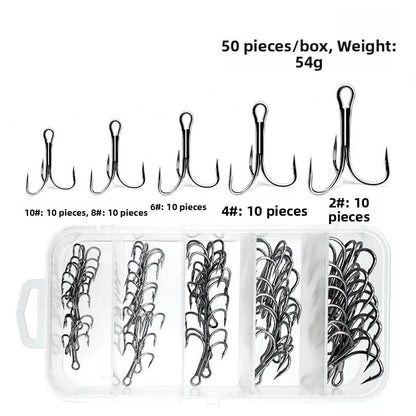 Treble Hook Assortment 50pcs High Carbon Steel for Lure Spoon Crankbait