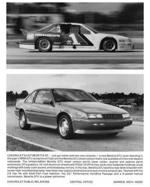 Press Photo for Chevrolet Beretta GT & GTU (1988)