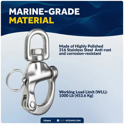 3.5" Swivel Eye Snap Shackle Quick Release for Sailing Boat