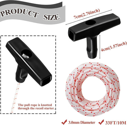 4-Pack Pull Cord Rope 40ft with Ergonomic Handle for Easy Engine Starts