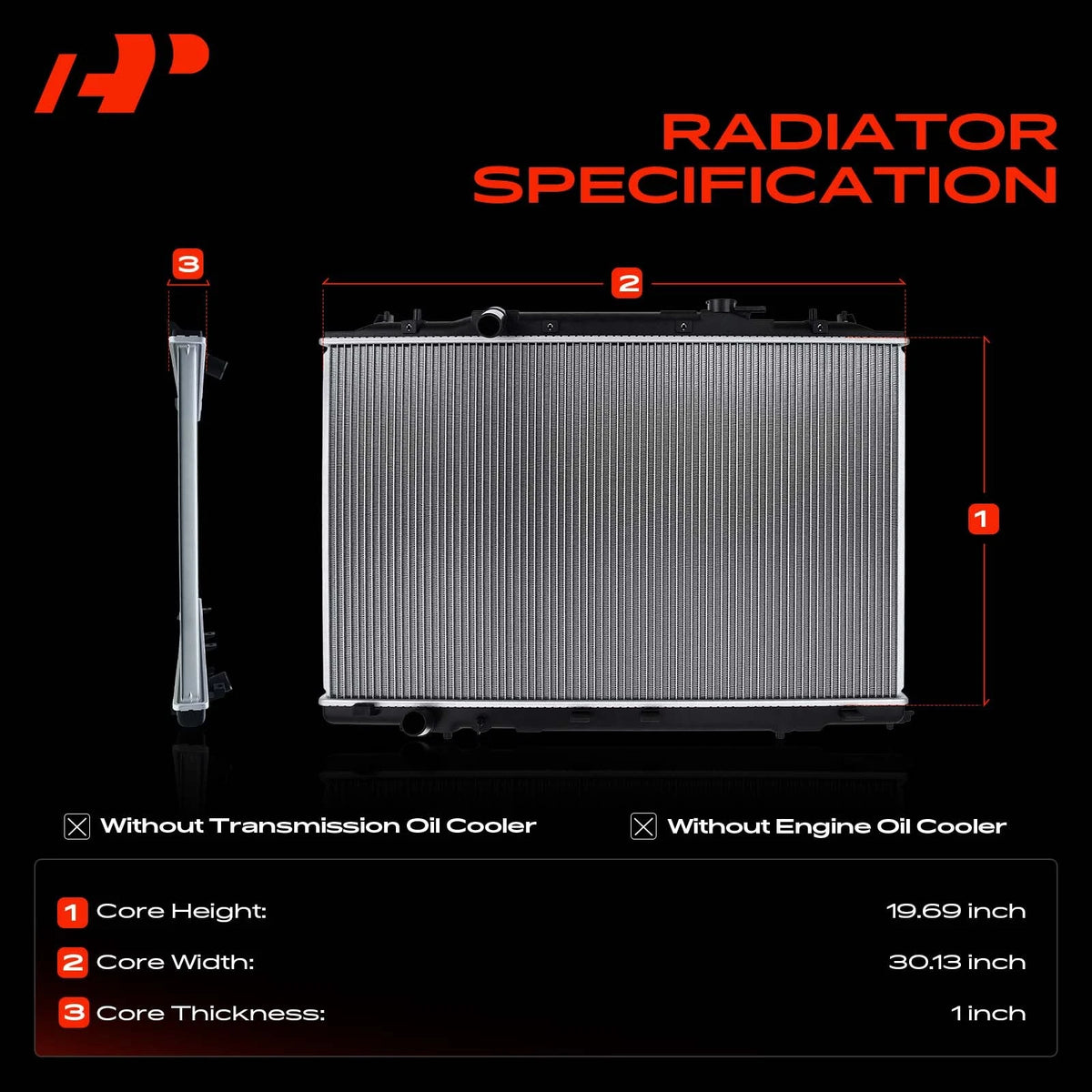 Radiator for Acura MDX (2014–2020), Honda Pilot (2016–2022), Passport, Ridgeline - 190105J6A01, AC3010153, 13402