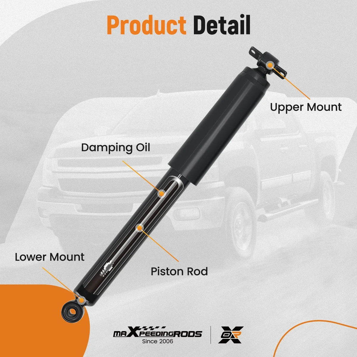 Set of 2 Rear Struts Shocks for Hummer H3 (2006–2010) 3.5L 3.7L 5.3L