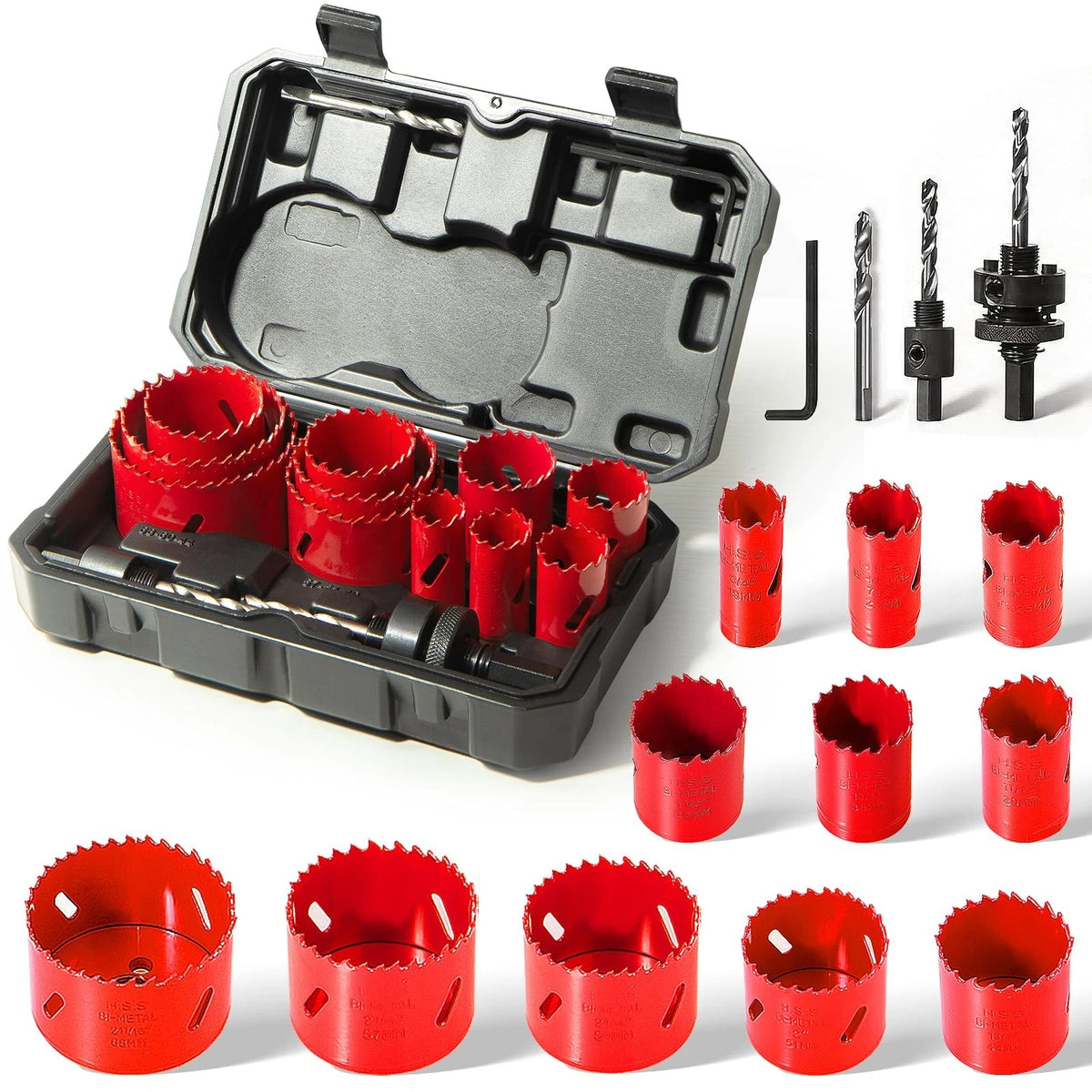 17 Pcs BiMetal Hole Saw Kit for Metal Drilling (No Part Numbers)