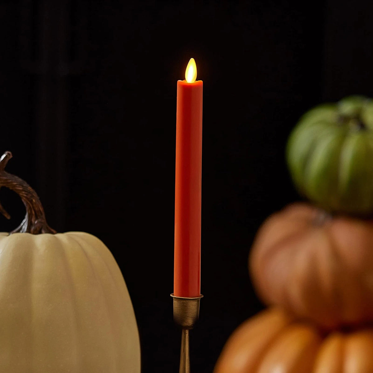 Flameless Battery Operated Taper Candle for Harvest Pumpkin (Pack of 1)