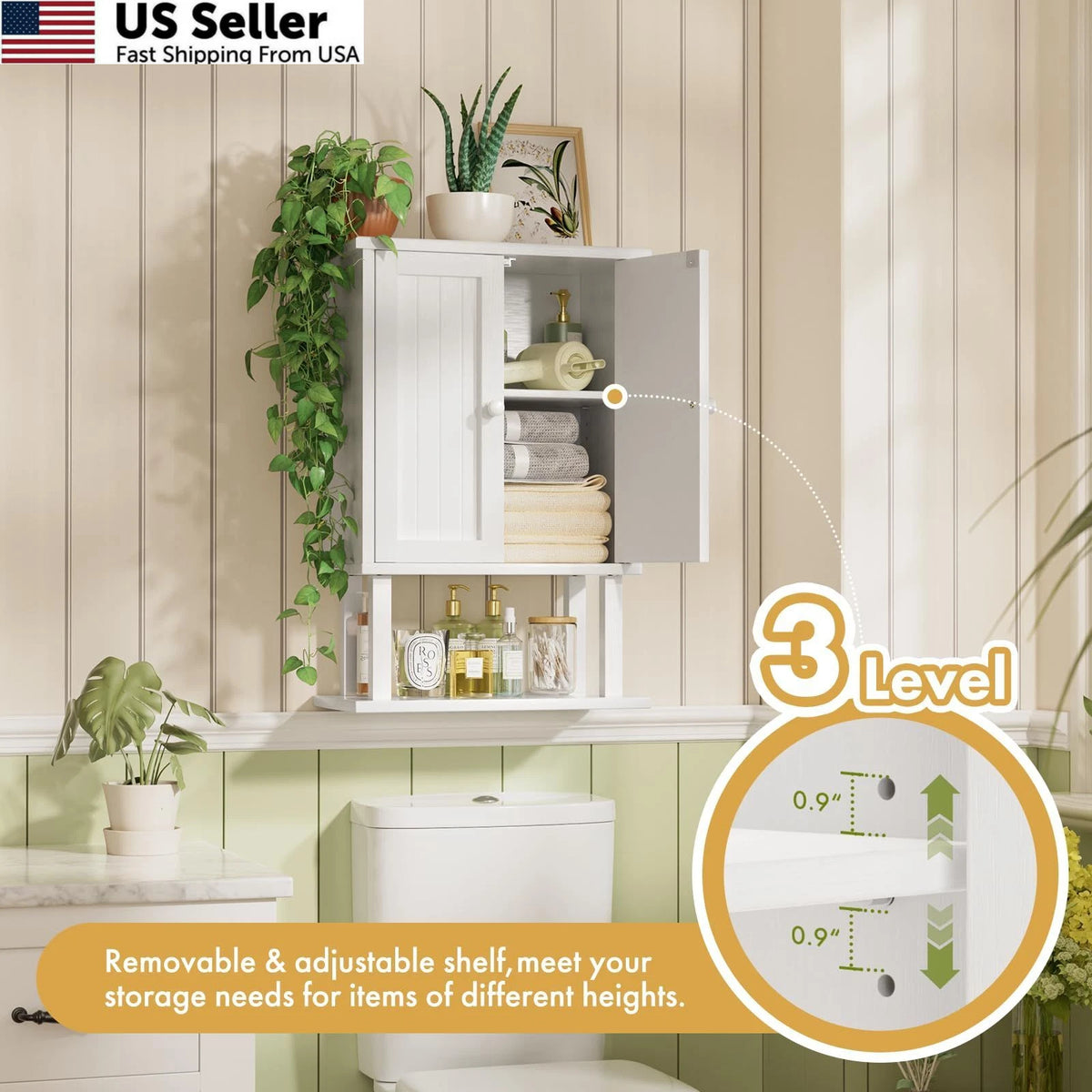 Bamboo Bathroom Wall Cabinet for AmazerBath (15.7"W x 23.8"H)