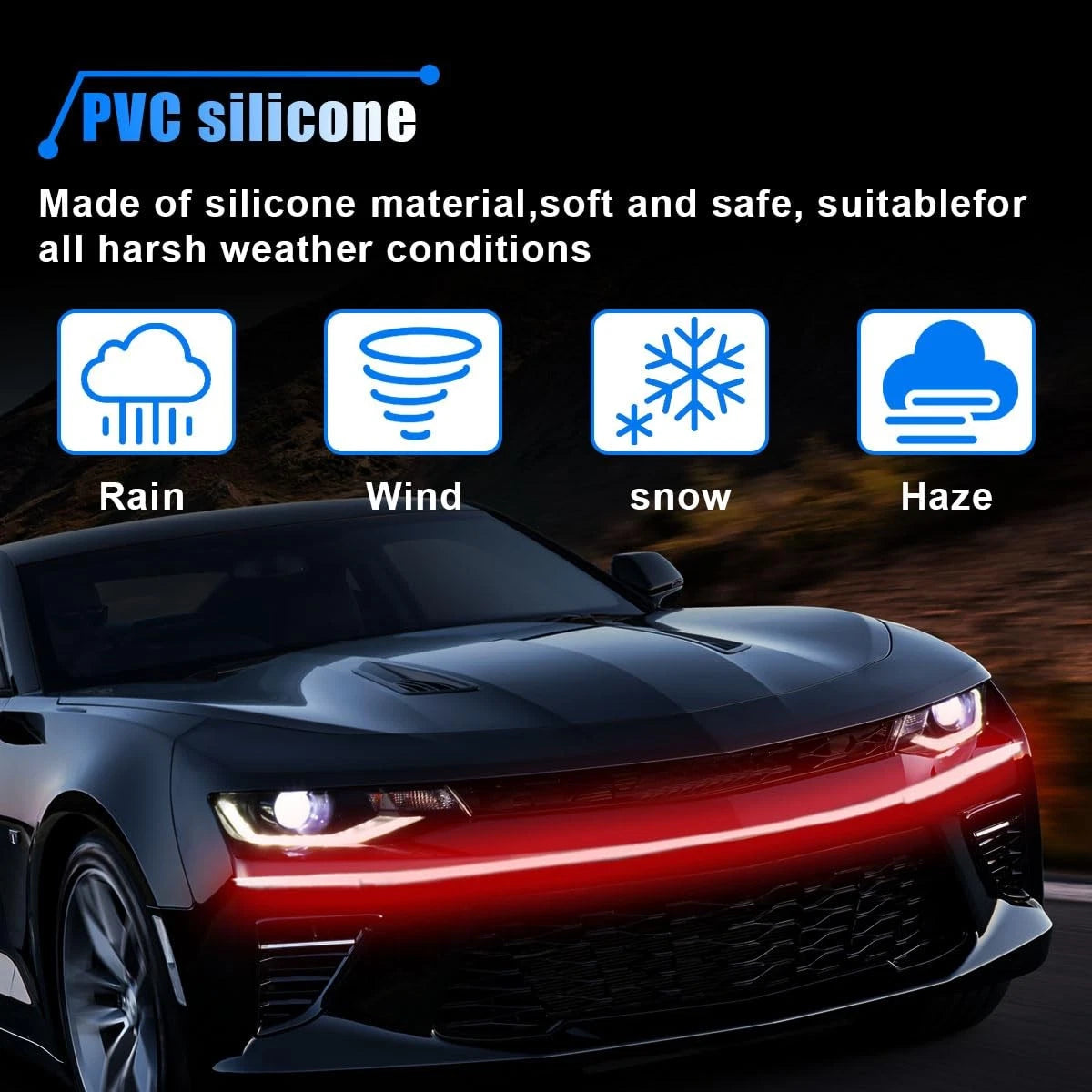 Dynamic LED Car Hood Light Strip for Vehicles (71" Waterproof)