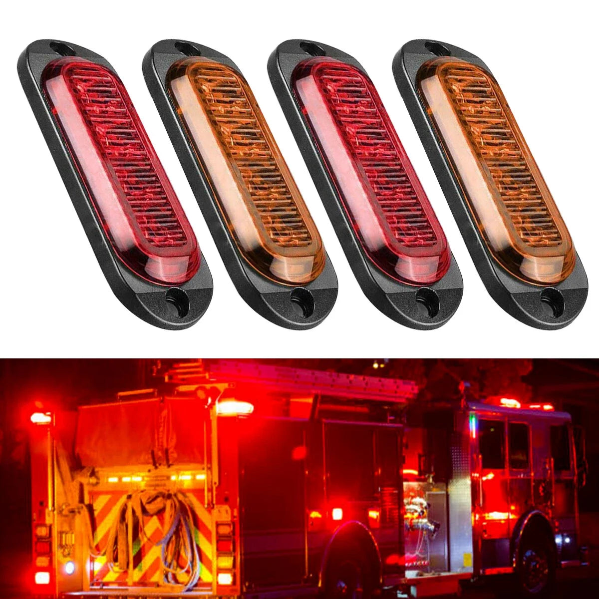 Set of 4 Amber Red LED Side Marker Clearance Lights for Trailer Truck RV