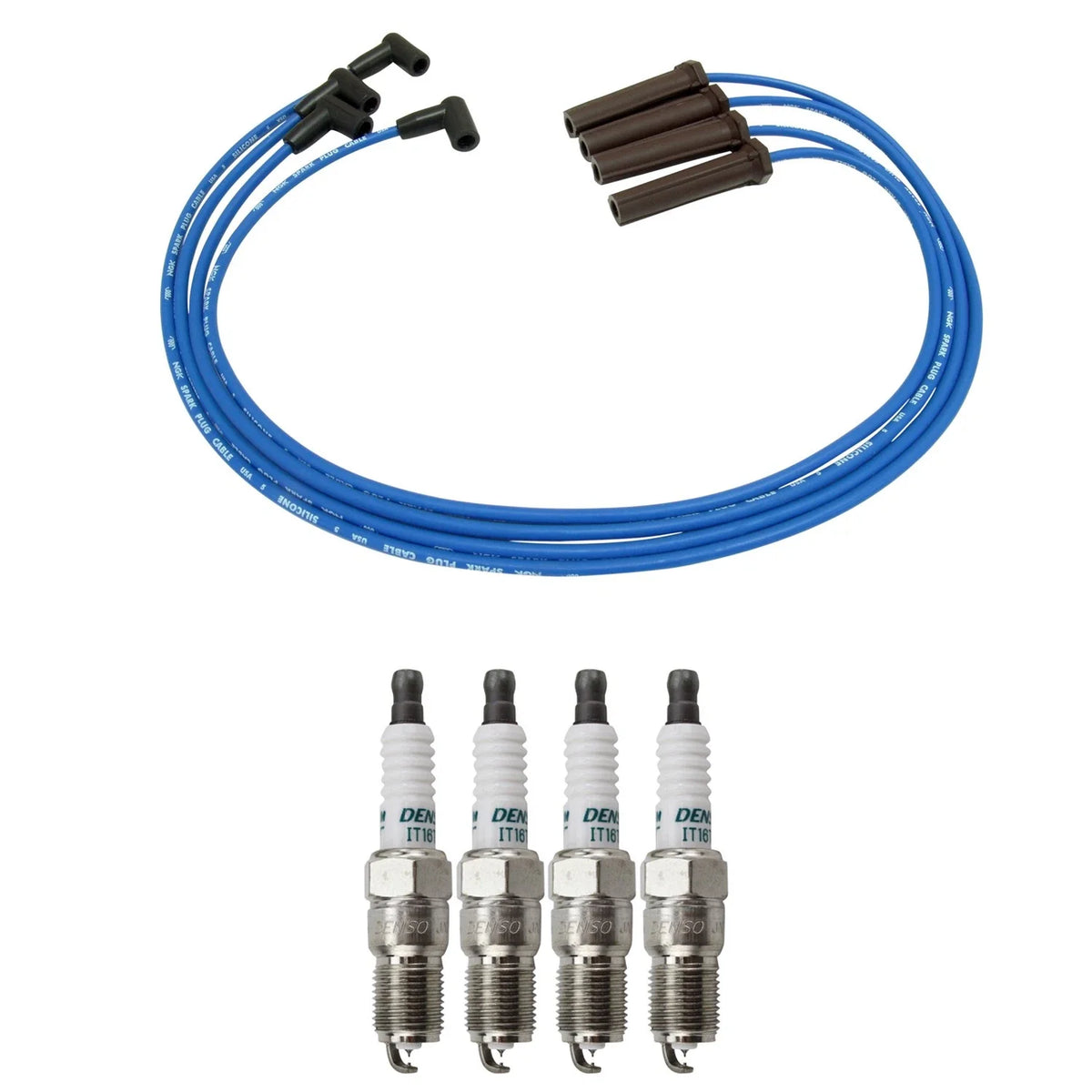 NGK Wire Set & Denso 4 Iridium TT Spark Plugs for Hombre Sonoma S10 (1996–2004)