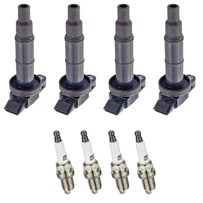 Set of 4 Ignition Coils + Spark Plugs for Toyota Corolla Matrix MR2 Celica Vibe Prizm (2003–2008)