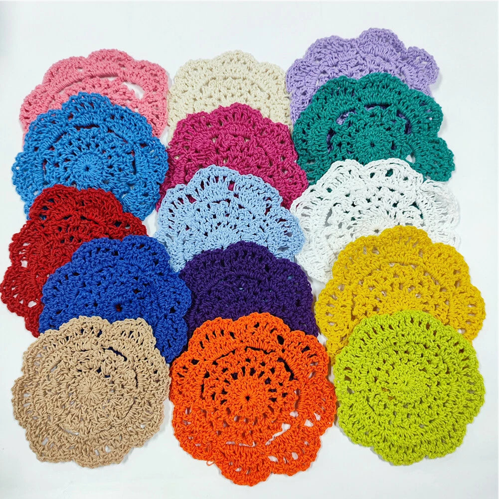 15Pcs 4" Round Crochet Lace Doilies Coaster Set