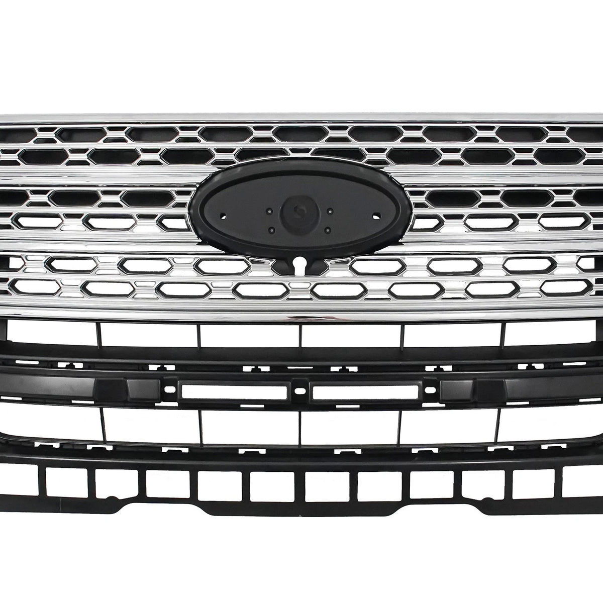 Front Bumper Upper Grille for Ford Explorer (2020–2022) Chrome Black
