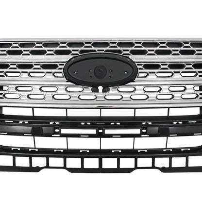 Front Bumper Upper Grille for Ford Explorer (2020–2022) Chrome Black