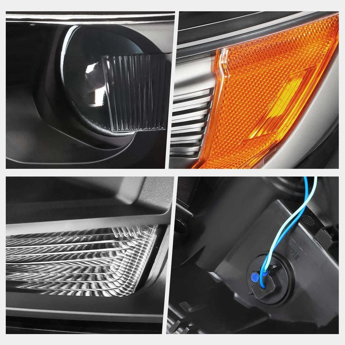 Projector Headlights for Ford Edge (2015–2018) - Black Housing, Amber Signal