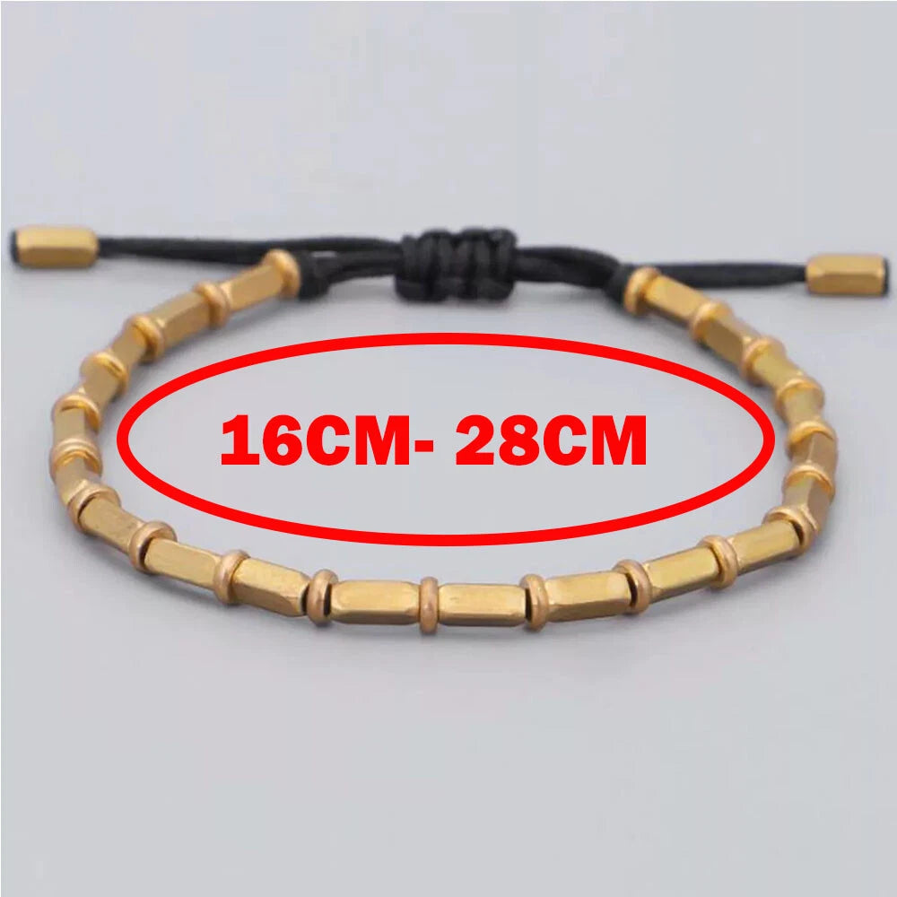 Black Tibetan Buddhist Long Copper Beads Healing Rope Bracelet Bangle