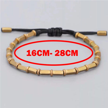 Black Tibetan Buddhist Long Copper Beads Healing Rope Bracelet Bangle