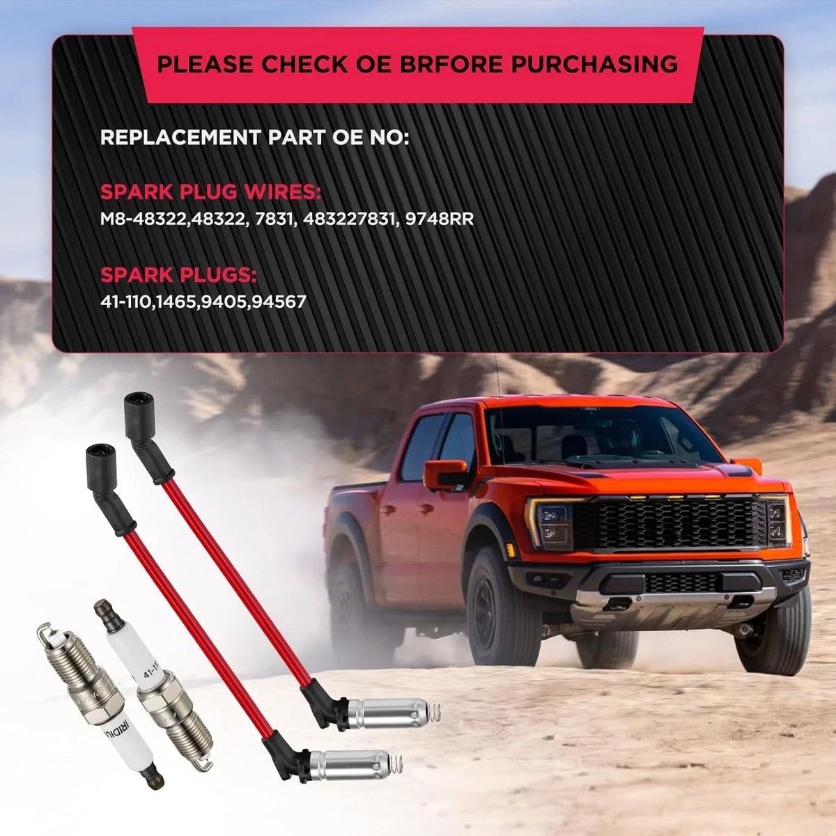 Iridium Spark Plug & Wires Set for Chevy (41-110, M8-48322)