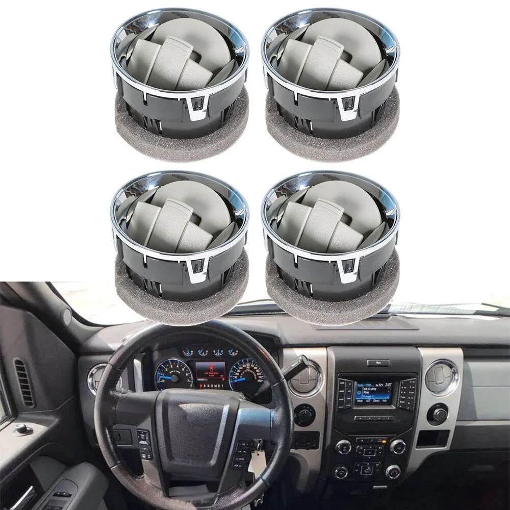 Chrome Dashboard AC Heater Air Vent Louvres for Ford F150 (2009–2014)