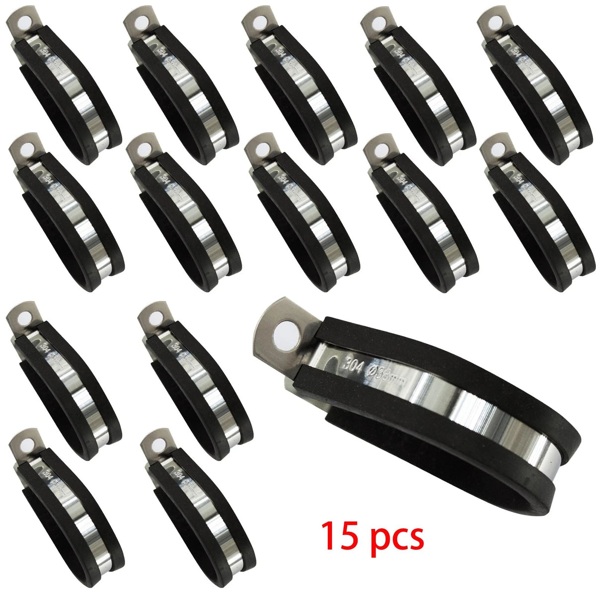 15Pcs R Type 1-1/2 Inch (38mm) Black and Silver for Automotive Use