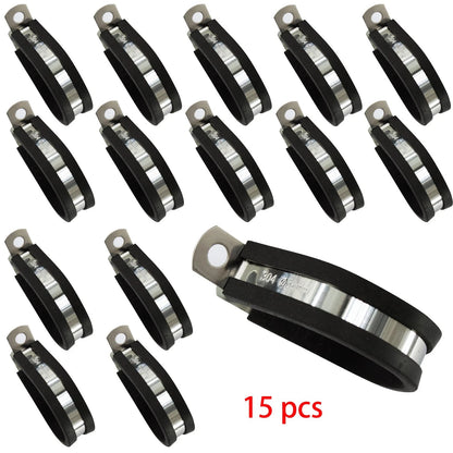15Pcs R Type 1-1/2 Inch (38mm) Black and Silver for Automotive Use
