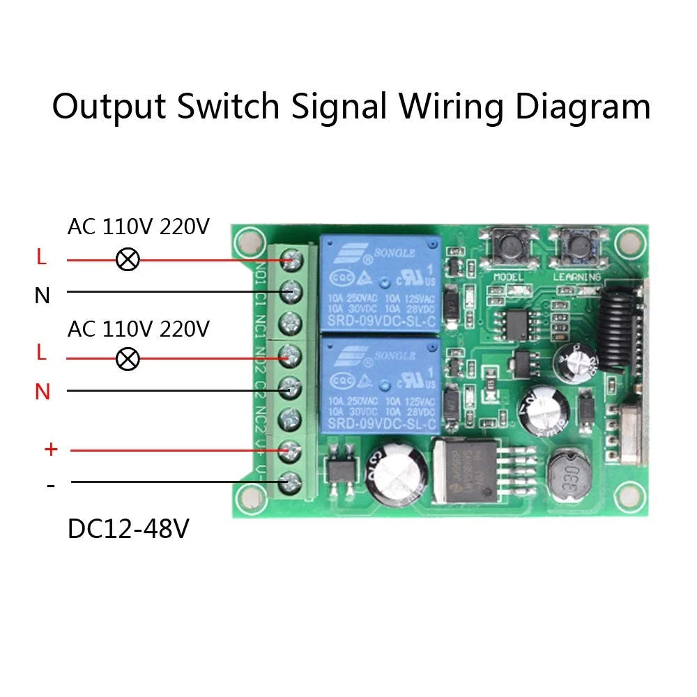 2X Wireless Remote Switch for DC 12V 24V 36V 48V