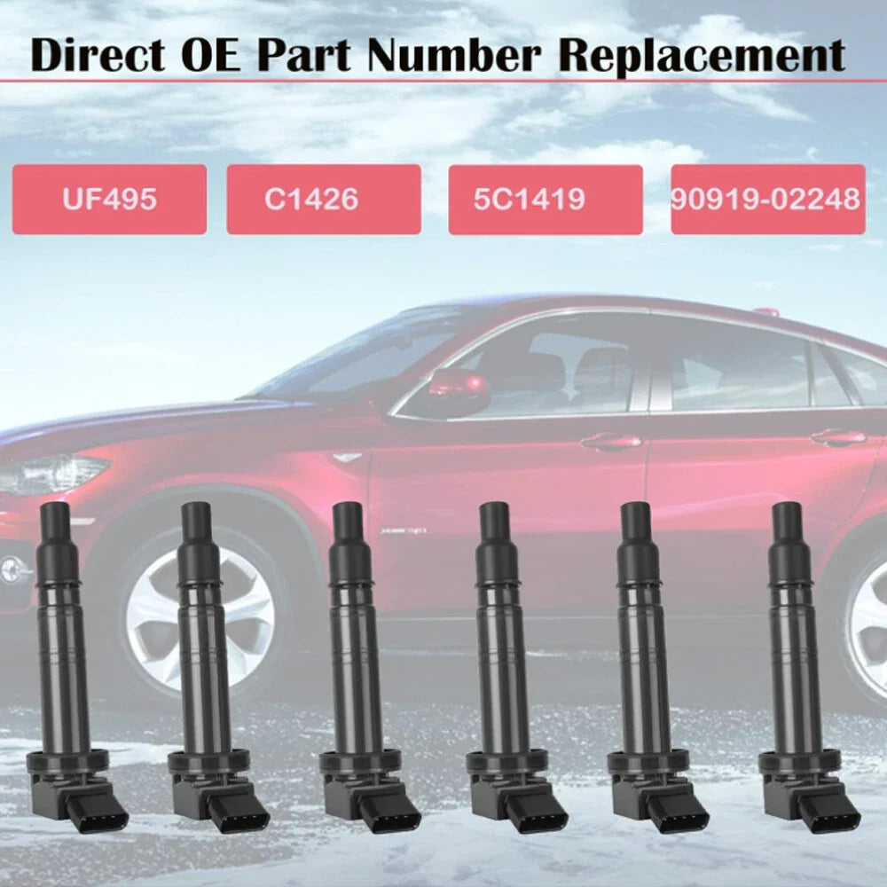 6X Ignition Coils + 6X Iridium Spark Plugs for Toyota 4Runner Tacoma Tundra (2003–2021)