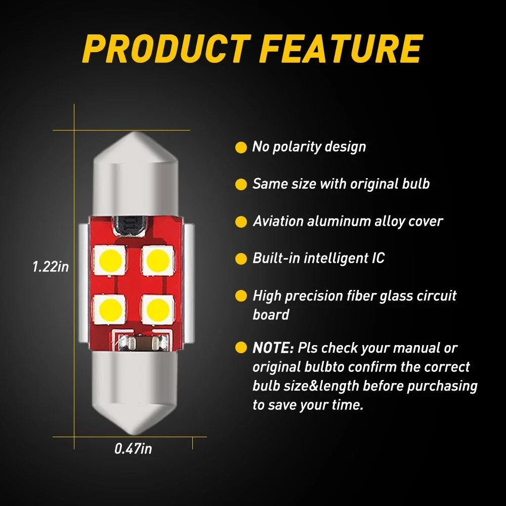 AUXITO DE3175 31MM LED Interior Bulb for Car Truck (6000K Bright)