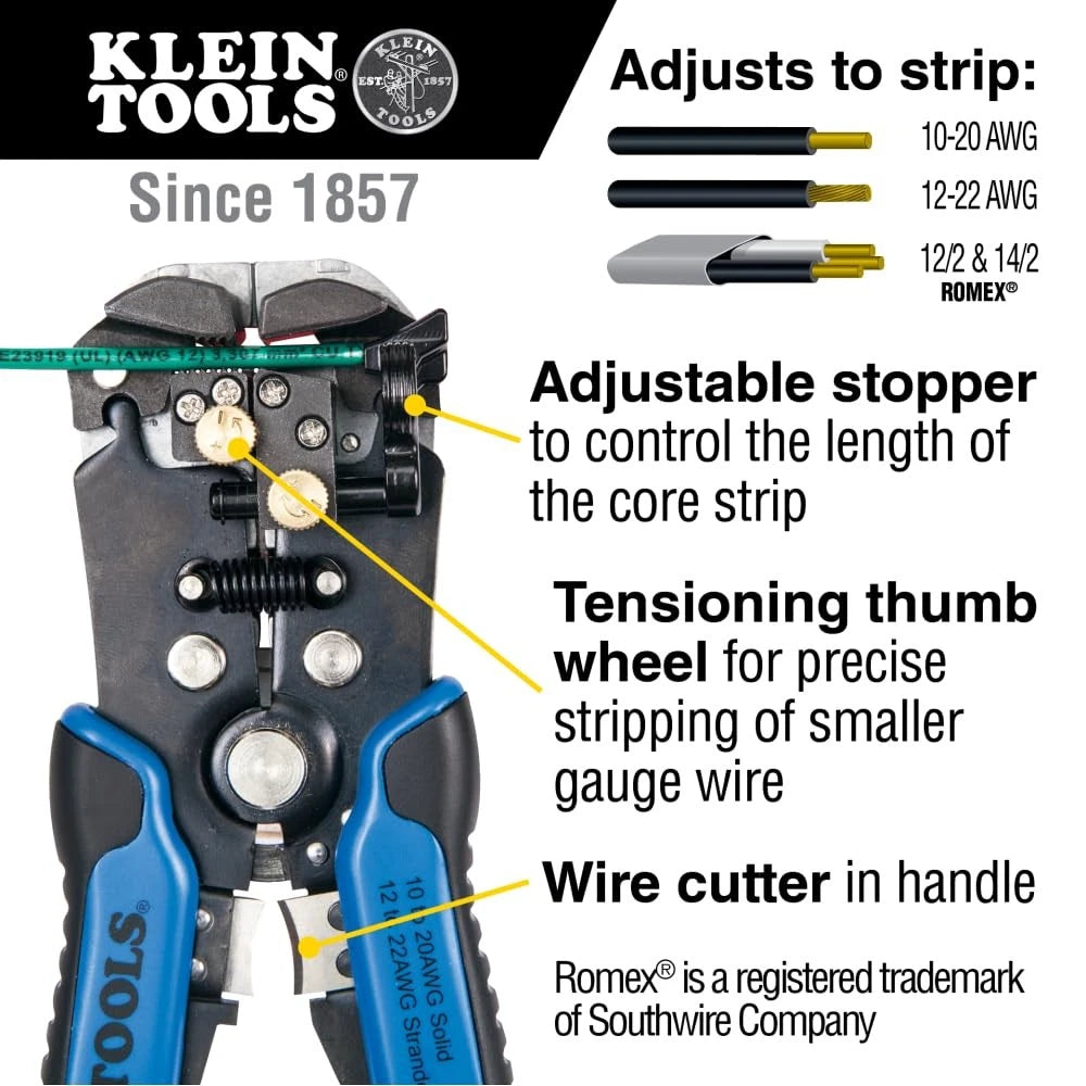 Self-Adjusting Stripper/Cutter for Klein Tools (One Size)