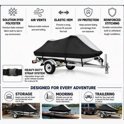 Jet Ski Cover for Sea Doo GTI 130 (2008–2010) Black-Grey