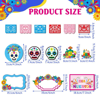 14 Pcs Day of The Dead Decor for Tiered Tray (Dia De Los Muertos)