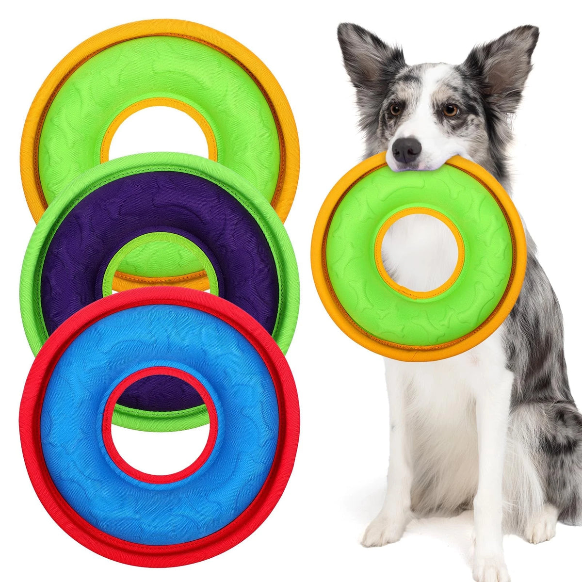 3X Pet Flying Discs for Interactive Play - 9.05 Inch, Blue/Purple